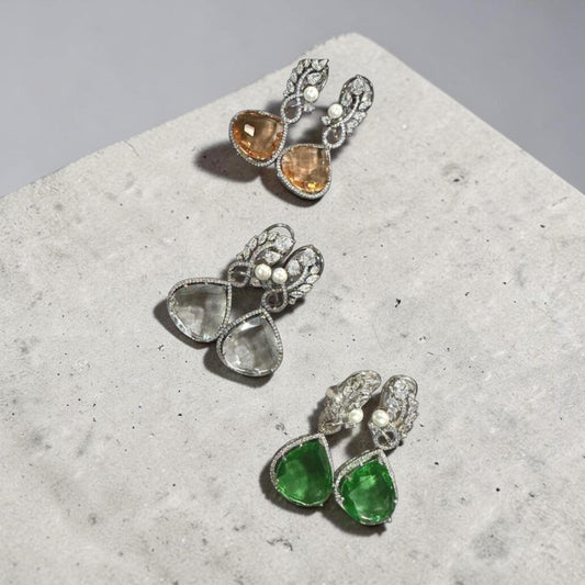 Cubic Zarconia Earrings Statement Earrings Silver Wedding Jewelry