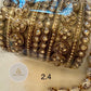 Antique Gold Crystal Bangle Set: Vintage Bridal Kada Stack (Size 2.4)