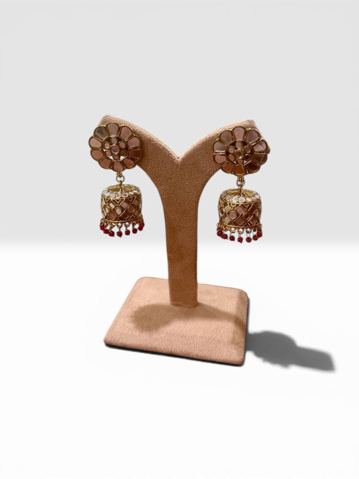 Floral Jhumka Earrings Gold Dome Dangle Earrings Traditional Ethnic Jewelry