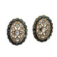 Midnight Halo Polki Stud Earrings Gold Statement Studs Oval Cocktail Earrings