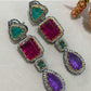 Gem Cascade Statement Earrings Art Deco Drop Earrings Luxury Bridal Earrings