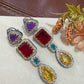 Gem Cascade Statement Earrings Art Deco Drop Earrings Luxury Bridal Earrings
