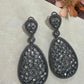 Midnight Teardrop Statement Earrings Black Rhodium Dangle Earrings Vintage Glam Party Earrings