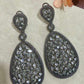 Midnight Teardrop Statement Earrings Black Rhodium Dangle Earrings Vintage Glam Party Earrings