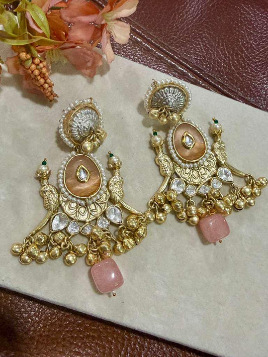 Rosé Royale Chandbali Earrings Pearl Drop Statement Earrings Vintage Ethnic Jewelry