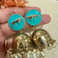 Safari Luxe Jhumka Earrings Tiger Motif Pearl Drop Earrings Statement Dome Earrings