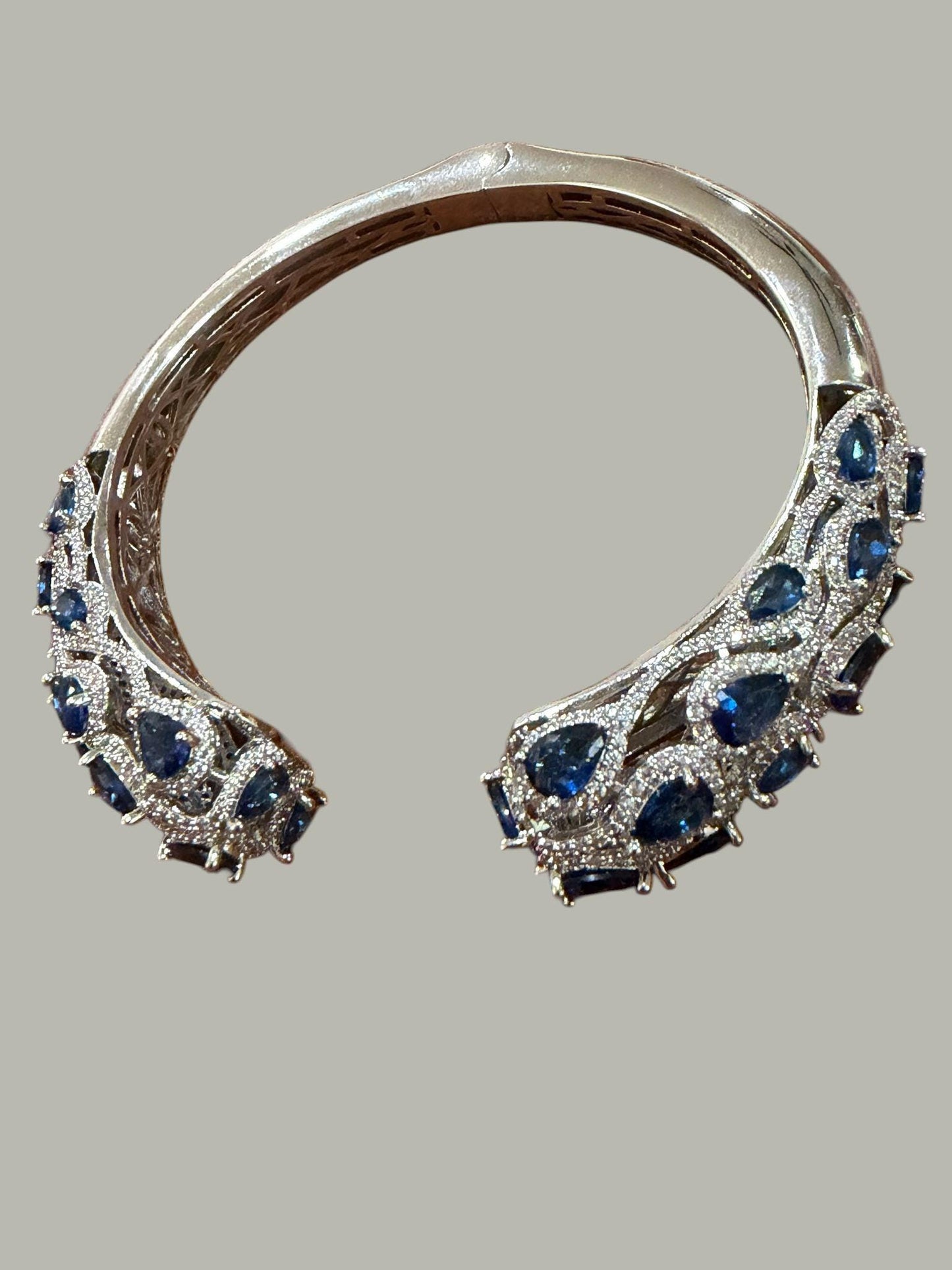 Midnight Royale Open Cuff Bracelet Blue Statement Bangle Luxury Evening Bracelet
