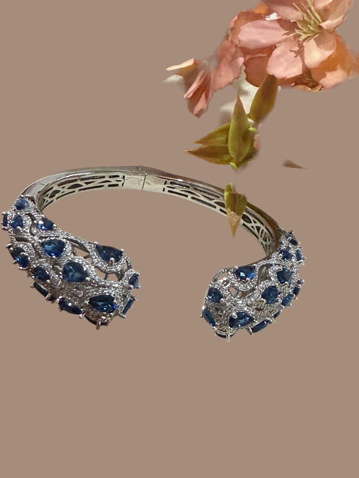 Midnight Royale Open Cuff Bracelet Blue Statement Bangle Luxury Evening Bracelet