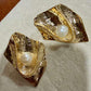 Gold Pearl Abstract Stud Earrings: Sculptural Organic Statement Jewelry