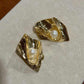 Gold Pearl Abstract Stud Earrings: Sculptural Organic Statement Jewelry