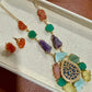 Multicolor Natural Stone Statement Necklace and Earrings Set – Boho Gold-Tone Jewelry