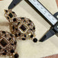Black Kundan Statement Earrings, Gold Polki Bridal Dangle Jewelry