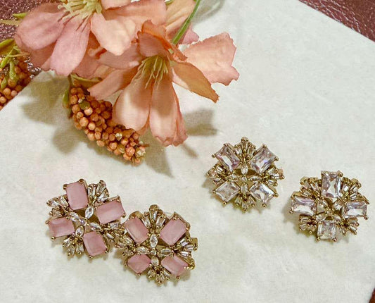 Blossom Spark Stud Earrings Floral Statement Studs Elegant Designer Earrings