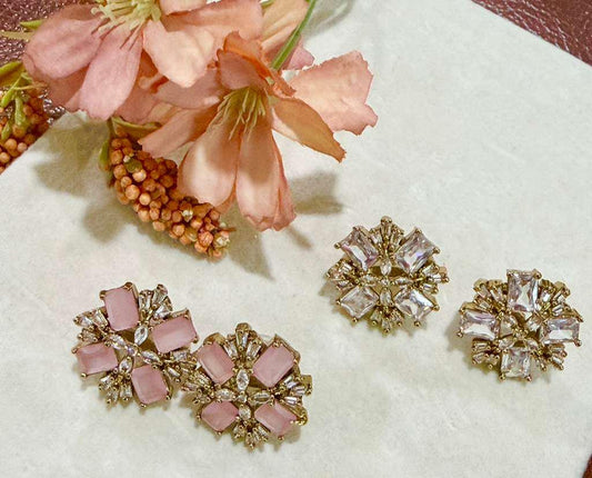 Blossom Spark Stud Earrings Floral Statement Studs Elegant Designer Earrings