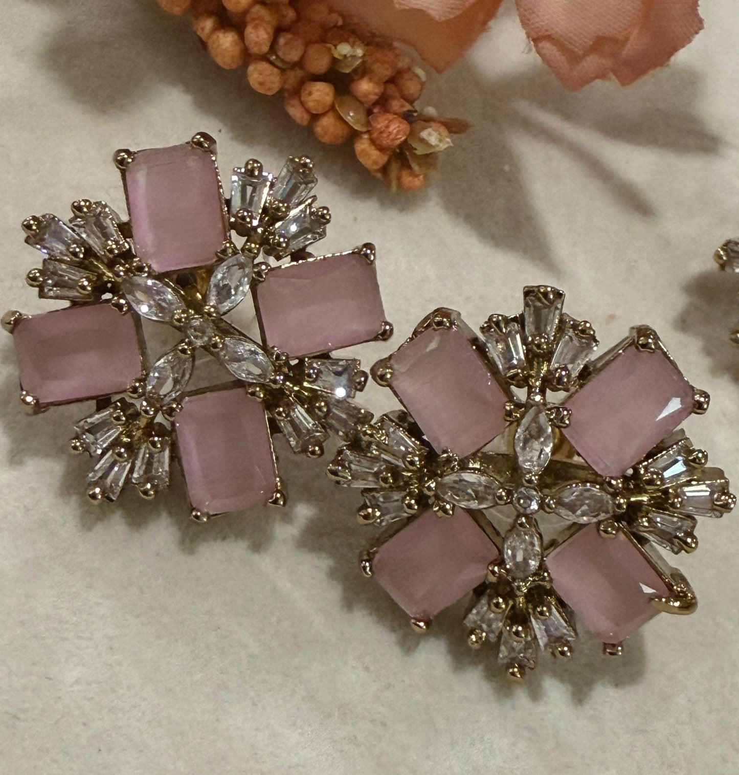 Blossom Spark Stud Earrings Floral Statement Studs Elegant Designer Earrings
