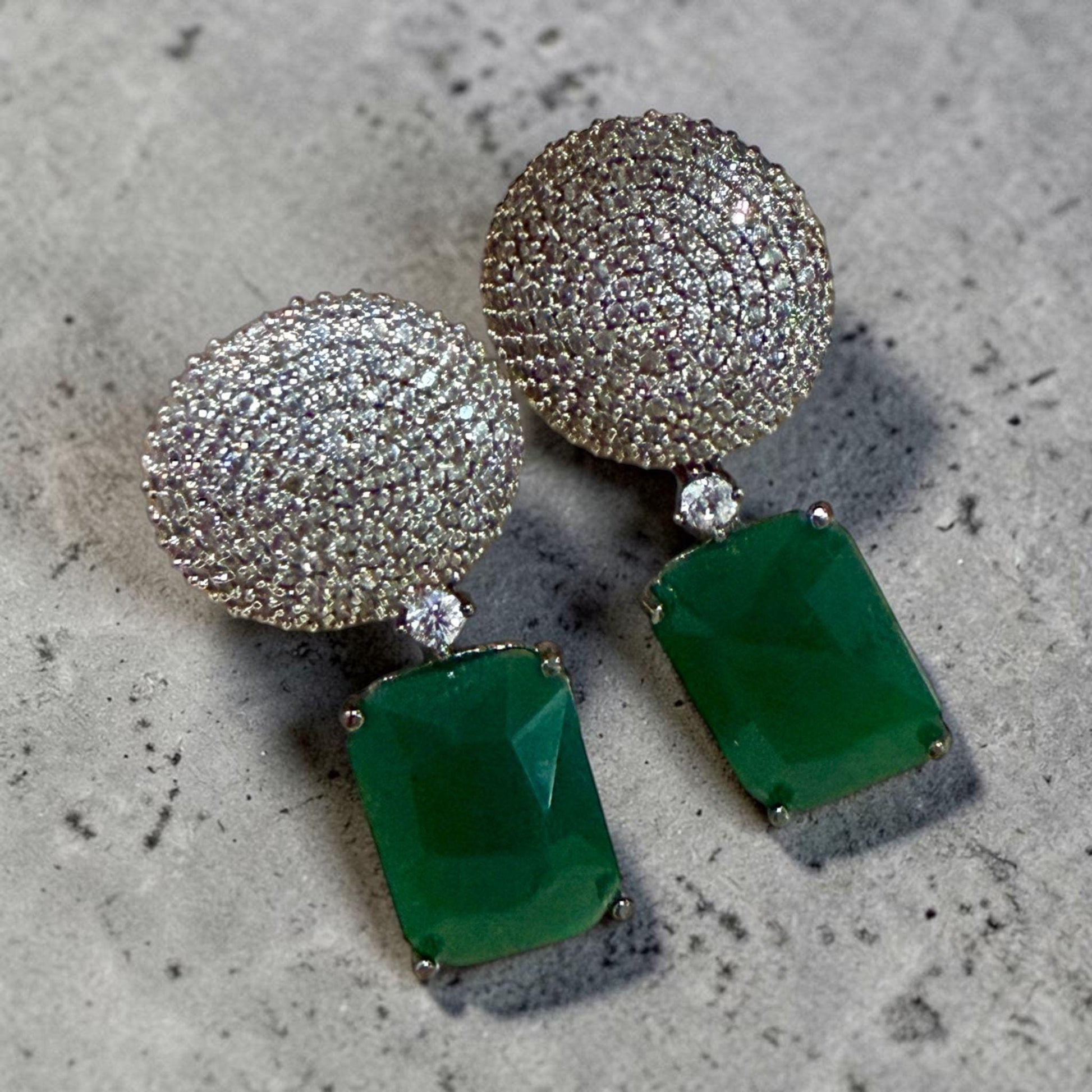 Emerald Green Statement Stud Earrings Luxury Geometric Drop Earrings