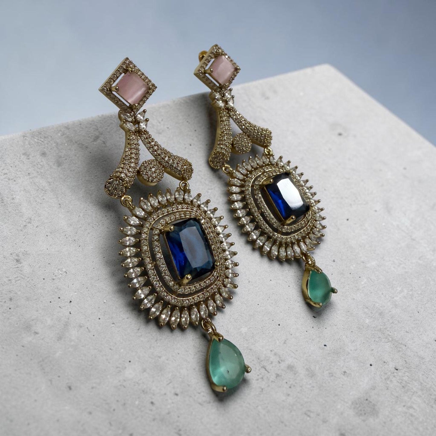 Celestial Halo Drop Earrings Luxury Statement Earrings Designer Cocktail Jewelry
