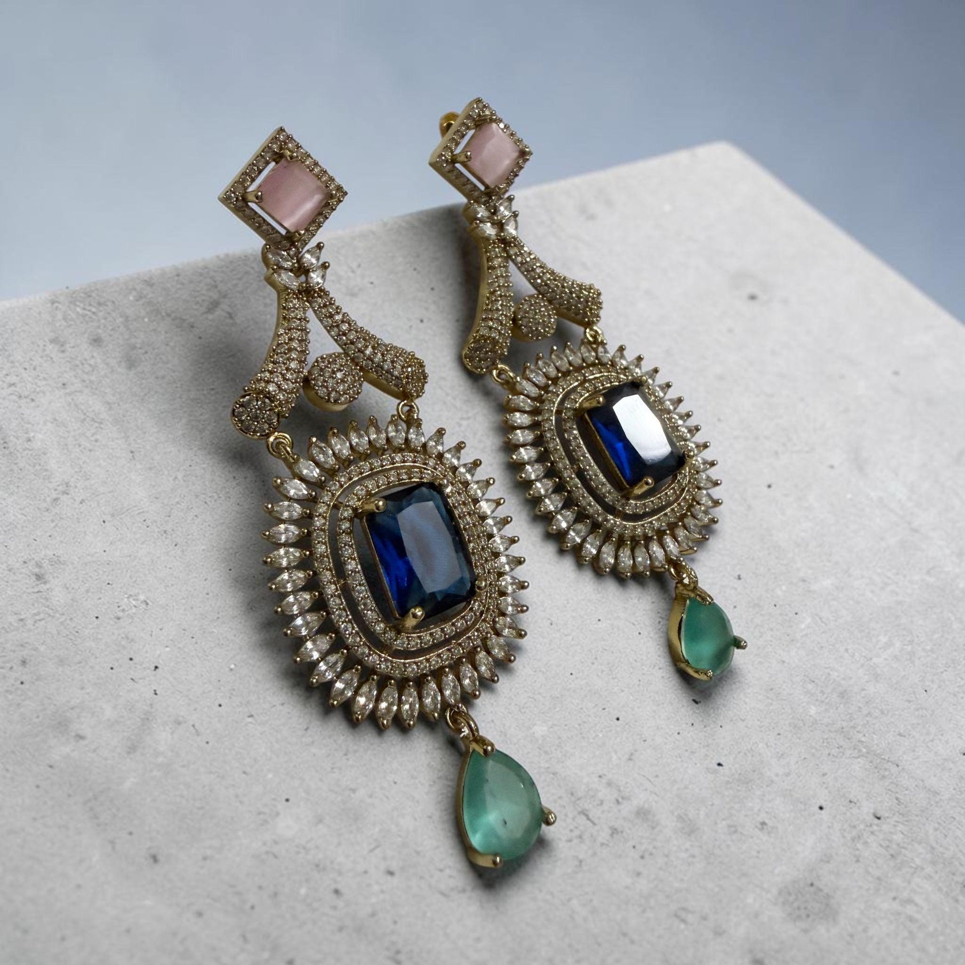 Celestial Halo Drop Earrings Luxury Statement Earrings Designer Cocktail Jewelry