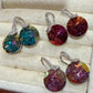 Disc Drop Earrings with Cubic Zirconia, Round Faceted Stones, Glam Statement Jewelry