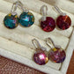 Disc Drop Earrings with Cubic Zirconia, Round Faceted Stones, Glam Statement Jewelry
