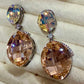 Champagne Oval Drop Earrings, Bridal Statement Dangle Jewelry