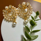 Gold Pearl Hoop Earrings Crystal Statement Earrings Luxury Pearl Dangle Earrings