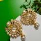 Gold Pearl Hoop Earrings Crystal Statement Earrings Luxury Pearl Dangle Earrings