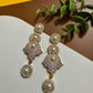 Pearl Statement Drop Earrings Gold Crystal Bridal Earrings Elegant Pearl Dangle Earrings