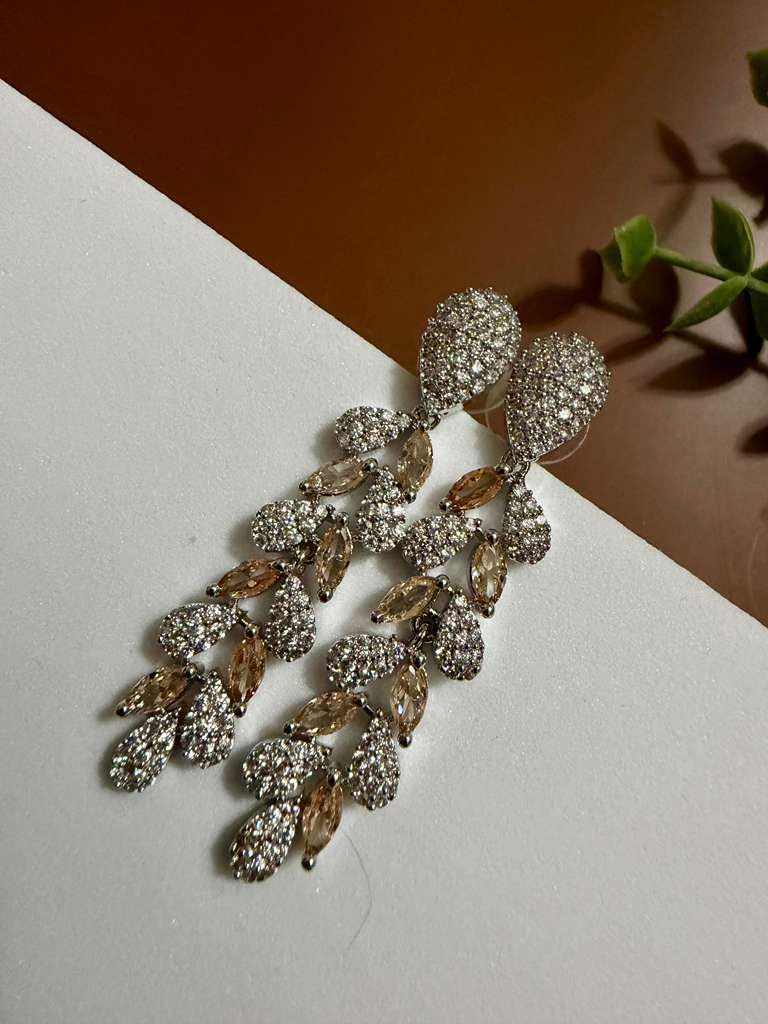 Champagne Crystal Chandelier Earrings Luxury Statement Earrings Long Dangle Bridal Earrings
