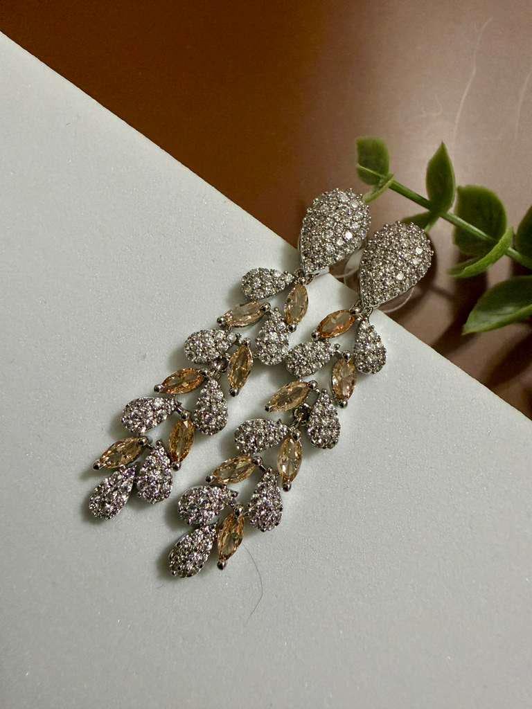 Champagne Crystal Chandelier Earrings Luxury Statement Earrings Long Dangle Bridal Earrings