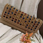 Hand Embroidered Beaded Clutch Geometric Stone Evening Bag Luxury Bridal Purse