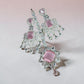 Blush Statement Necklace Set Layered CZ Bridal Jewelry Set Chandelier Earrings