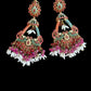 Handcrafted Beaded Jhumka Earrings Floral Statement Dangle Earrings