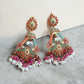 Handcrafted Beaded Jhumka Earrings Floral Statement Dangle Earrings