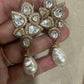 Baroque Pearl Drop Earrings Gold Statement Bridal Earrings Polki Style