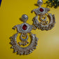 Silver Tribal Chandbali Earrings Boho Statement Earrings Oxidized Ethnic Jewelry