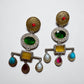 Multistone Statement Dangle Earrings Tribal Inspired Drop Earrings
