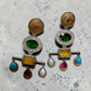 Multistone Statement Dangle Earrings Tribal Inspired Drop Earrings