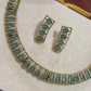 Turquoise Stone Necklace Set Gold Choker Necklace with Earrings Statement Bridal Jewelry