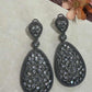 Midnight Teardrop Statement Earrings Black Rhodium Dangle Earrings Vintage Glam Party Earrings