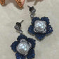 Royal Bloom Pearl Earrings Floral Statement Earrings Blue Evening Earrings