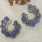Celestial Crescent Hoop Earrings Blue Statement Earrings Modern Ethnic Hoops Designer
