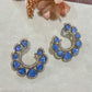 Celestial Crescent Hoop Earrings Blue Statement Earrings Modern Ethnic Hoops Designer