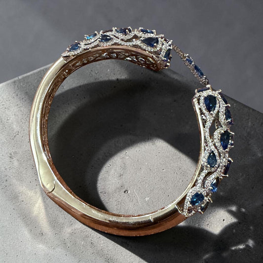 Midnight Royale Open Cuff Bracelet Blue Statement Bangle Luxury Evening Bracelet