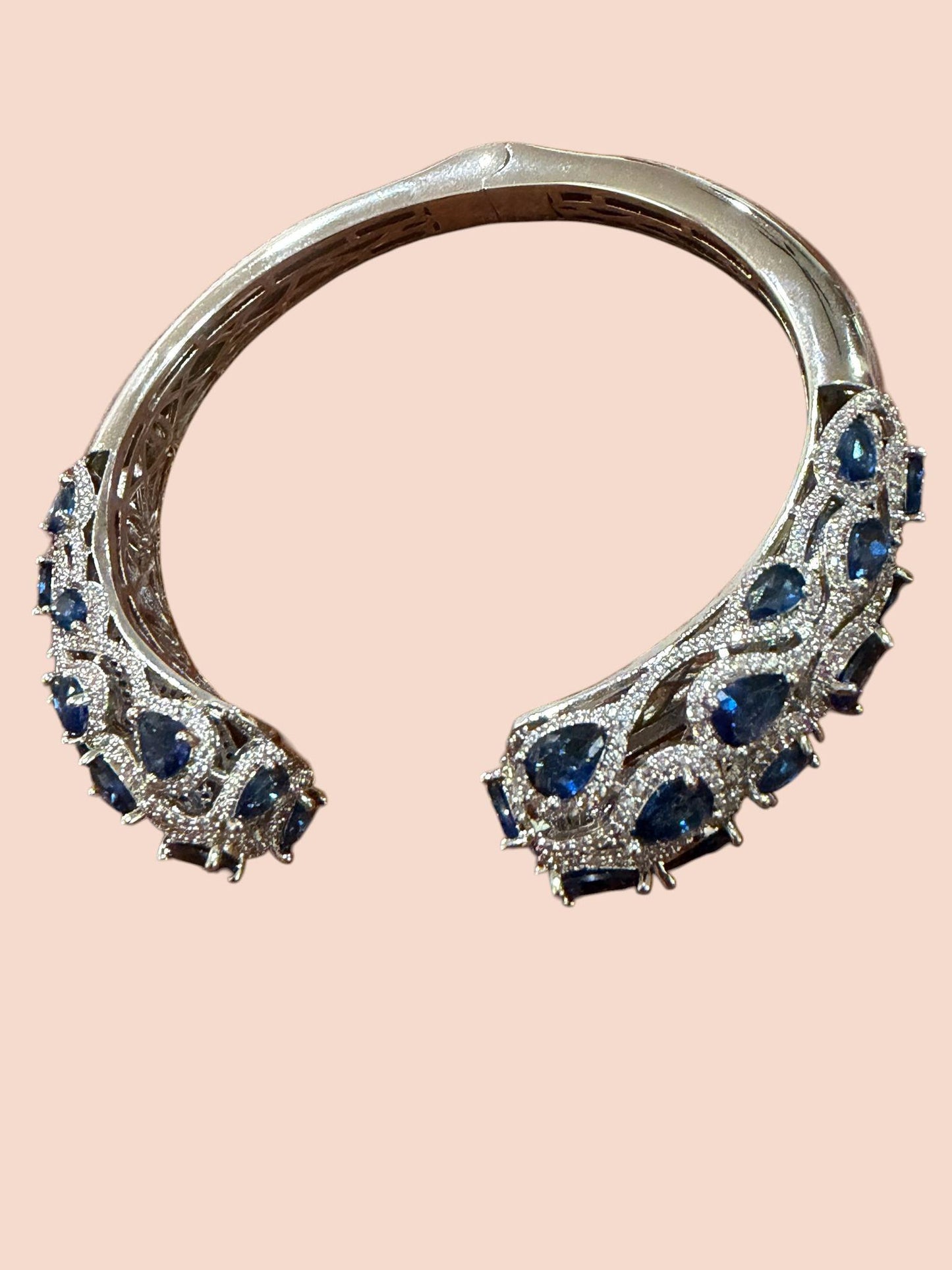 Midnight Royale Open Cuff Bracelet Blue Statement Bangle Luxury Evening Bracelet