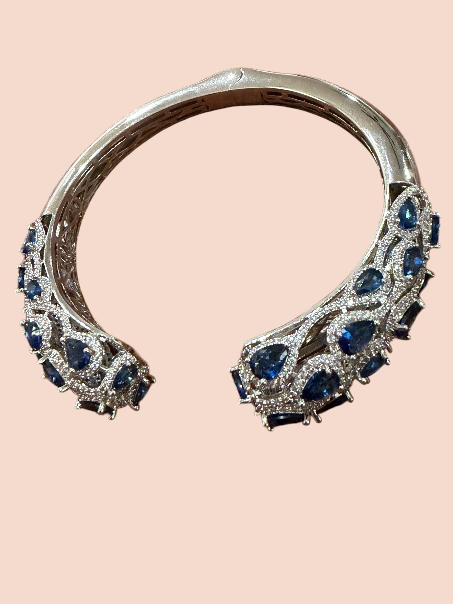 Midnight Royale Open Cuff Bracelet Blue Statement Bangle Luxury Evening Bracelet