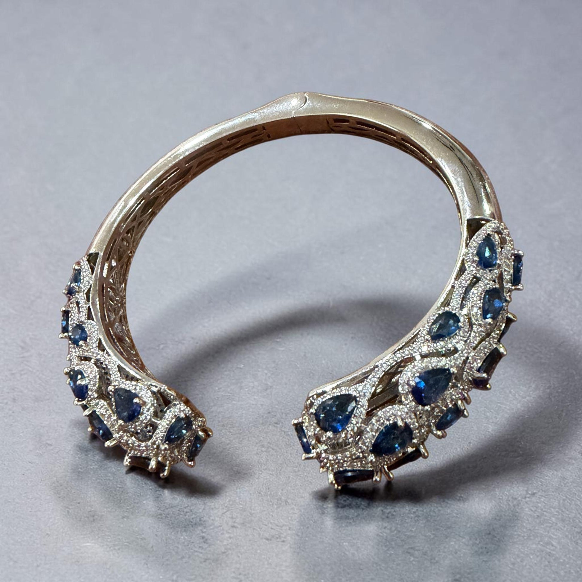 Midnight Royale Open Cuff Bracelet Blue Statement Bangle Luxury Evening Bracelet