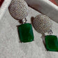Emerald Green Statement Stud Earrings Luxury Geometric Drop Earrings