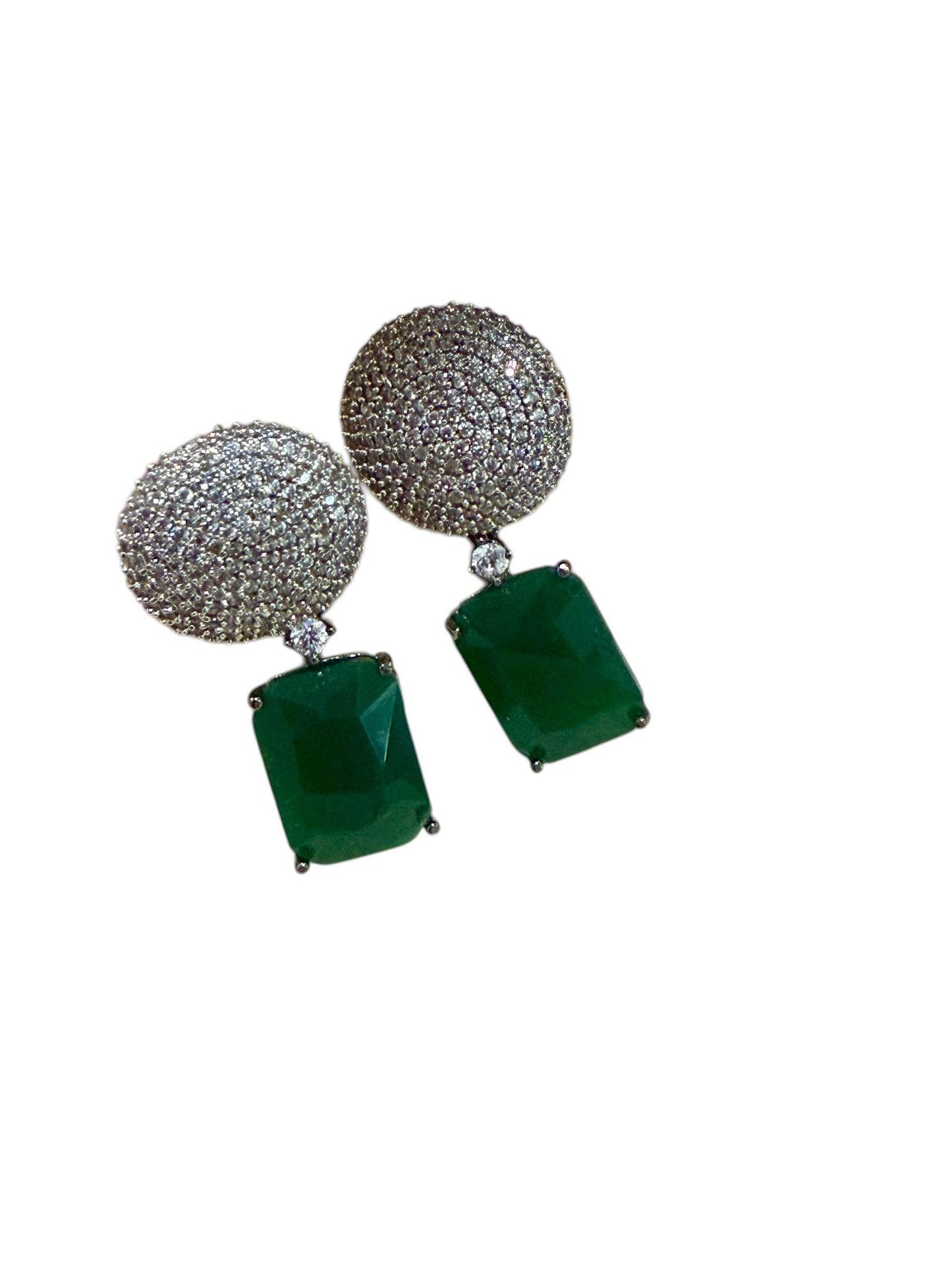 Emerald Green Statement Stud Earrings Luxury Geometric Drop Earrings