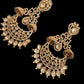 Regal Crescent Chandbali Earrings Antique Gold Statement Earrings